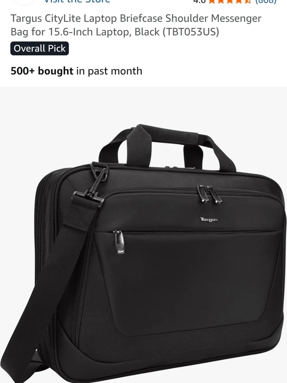 Targus CityLite Laptop Briefcase Shouder Messenger Bag for 15.6 - inch Laptop